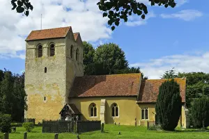 Places Of Worship Prints: St. Bartholomews church with its famous 12th century Norman Tower at Fingest in