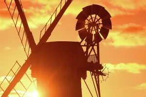 Turbine Prints: St. Benet's Mill detail at sunset, Norfolk Broads, Norfolk
