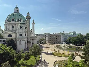 Vienna Prints: St Charles Church stands in Karlsplatz