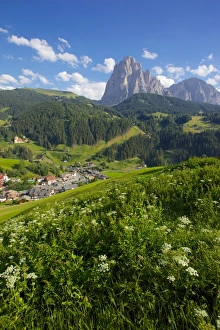 St Cristina Prints: St. Cristina overlooked by Sassolungo Mountain