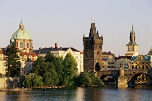 Czech Prints: St. Francis Seraphinus church, Charles Bridge, Old Town Bridge and the Water Tower