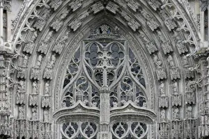 Indre Et Loire Prints: St. Gatien Cathedral gable and tympanum, Tours, Indre-et-Loire, France, Europe