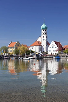 St Georg Church and Castle, Peninsula of Wasserburg, Lake Constance, Schwaben, Bavaria
