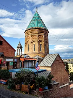 Potted Plant Prints: St. Georges Church in Tbilisi, Georgia (Sakartvelo), Central Asia, Asia