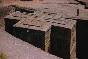 Ethiopia Prints: St. Giorgis (St. George s) rock hewn church, Lalibela, Ethiopia, Africa