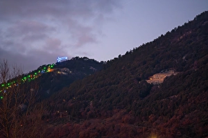 Enchanting Prints: St. Girolamo Monastery at sunset at Christmas time, Gubbio, Umbria, Italy