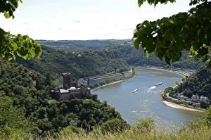 Rhine Valley Prints: St. Goarshausen, Katz Castle and the River Rhine, Rhine Valley, Rhineland-Palatinate