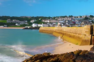 Harbour Wall Prints: St. Ives Harbour wall, Cornwall, England, United Kingdom, Europe