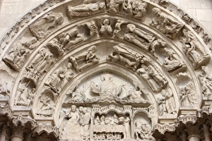 Yonne Prints: St. John the Baptists gate tympanum, St. Stephens Cathedral, Sens