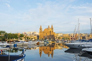 Valletta Prints: St. Josephs Church, Msida Creek Harbour, Valletta, Malta, Mediterranean, Europe