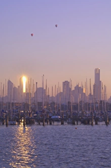 St. Kilda Harbour and Melbourne skyline, Melbourne, Victoria, Australia, Pacific
