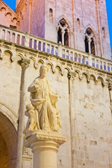 Trogir Prints: St. Lawrence statue outside the Cathedral of St
