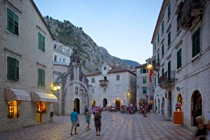 Kotor Prints: St. Lukes Church and Fortress at dusk