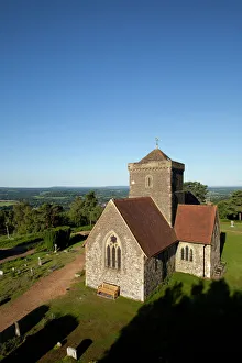Horizon Over Land Prints: St. Marthas church, St. Marthas Hill, Surrey Hills, North Downs Way, near Guildford