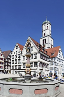 Upper Swabia Prints: St. Martin church and fountain