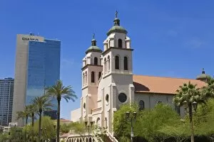 St. Marys Basilica and Chase Tower, Phoenix, Arizona, United States of America