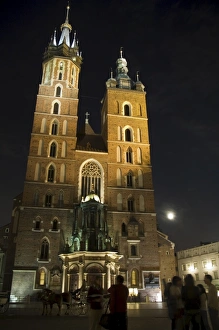 St. Marys church or basilica at night