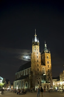St. Marys church or basilica at night