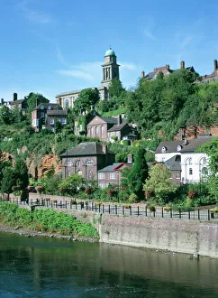St. Marys church and town from the River Severn, Bridgnorth, Shropshire