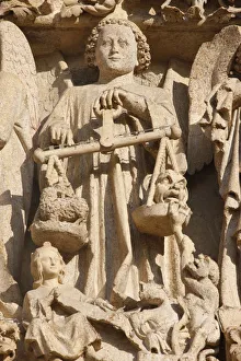 Images Dated 5th September 2009: St. Michael and the weighing of souls, Last Judgment tympanum, Central Gate