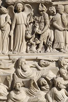 Notre Dame Prints: St. Michael weighing the souls and Resurrection of the Dead, Portal of the Last Judgement