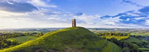 Architectural Exterior Prints: St. Michaels Church Tower on Glastonbury Tor, Glastonbury, Somerset, England