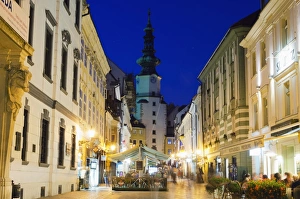 Nightlife Prints: St. Michaels Gate, Bratislava, Slovakia, Europe
