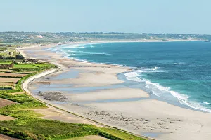 Jersey Prints: St. Ouens Bay beach, Jersey, Channel Islands, Europe