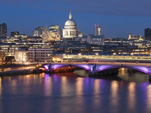 Office Prints: St. Pauls Cathedral and Blackfriars Bridge at dusk