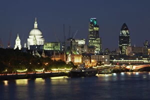 Thames Collection: St. Pauls Cathedral and the City of London viewed from Waterloo Bridge