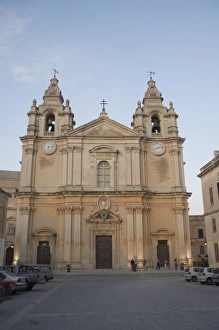 Five People Prints: St. Pauls Cathedral, Mdina, the fortress city, Malta, Europe