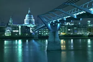 River Thames Gallery: St Pauls Cathedral and the Millennium Bridge, London, England, United Kingdom