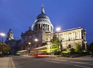 Rush Hour Prints: St. Pauls Cathedral at night, London, England, United Kingdom, Europe