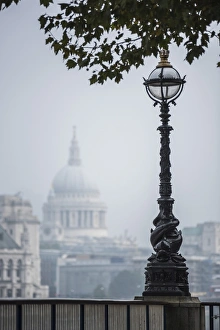 Lamp Post Prints: St. Pauls Cathedral, seen from South Bank, London, England, United Kingdom, Europe