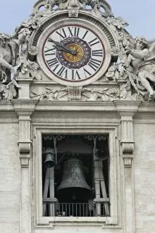 Images Dated 8th April 2007: St. Peters Basilica clock and bell, Vatican, Rome, Lazio, Italy, Europe