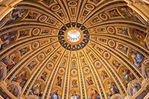 Cupola Prints: St. Peters Basilica Cupola ceiling, Vatican City, Rome, Lazio, Italy, Europe