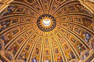 Domed Gallery: St. Peters Basilica Cupola ceiling, Vatican City, Rome, Lazio, Italy, Europe