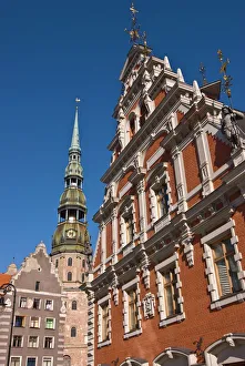 St. Peters Church and some other art buildings on a square, Riga, Latvia