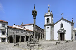 Centro Prints: St. Peters Church and Pillory, Trancoso, Serra da Estrela, Centro, Portugal, Europe