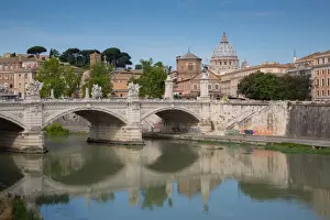 Ancient Culture Prints: St. Peters and River Tiber, Rome, Lazio, Italy, Europe