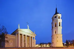Vilnius Prints: St. Stanislaus Cathedral and Varpine bell tower in Cathedral Square