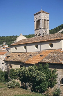 Hvar Island Prints: St. Stephens cathedral dating from 16th century, with Venetian style campanile