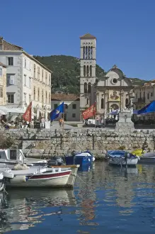 Hvar Prints: St. Stephens Cathedral from the old harbour in the medieval City of Hvar