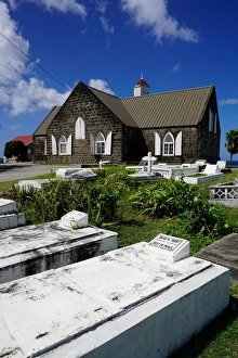 Grave Yard Prints: St. Thomas Anglican Church built in 1643, Nevis, St. Kitts and Nevis, Leeward Islands