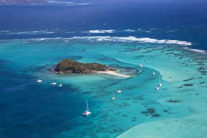 St Vincent and The Grenadines, Tobago Cays, Aerial view of Baradal