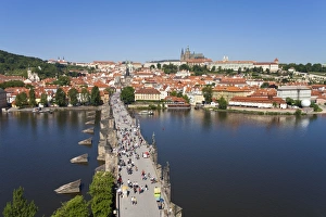 Pedestrian Bridge Prints: St. Vitus Cathedral, Charles Bridge