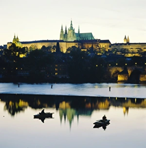 Vltava Prints: St. Vitus Cathedral and Prague Castle across the River Vltava, Prague, Czech Republic