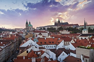 Vltava Prints: St. Vitus cathedral and St. Nicholas church, Prague, Czech Republic, Europe