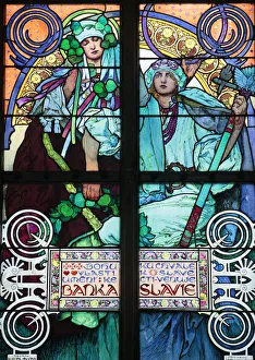 Colourful Prints: St. Vituss Cathedral. stained glass of St. Cyril and Methodius by Alfons Mucha
