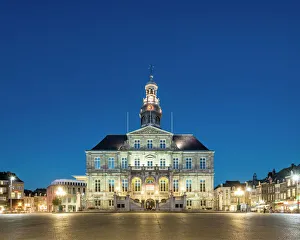 Limburg Prints: Stadhuis city hall on Markt square at dusk, Mstricht, Limburg, Netherlands, Europe